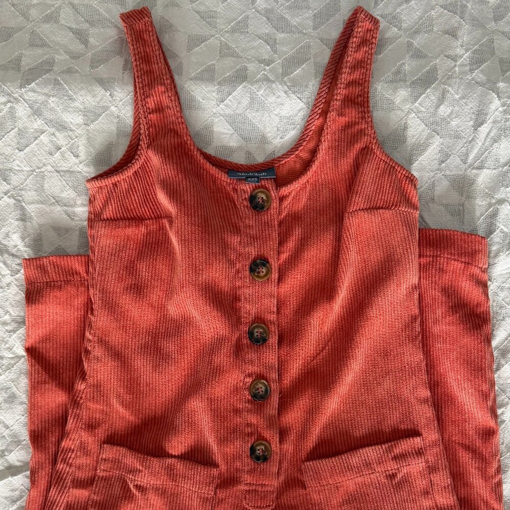 ModCloth Rust Corduroy Wide Leg Jumpsuit - Button Front - Size [XXS]